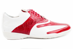 Belvedere Bene Ostrich & Calfskin Sneakers Red / White
