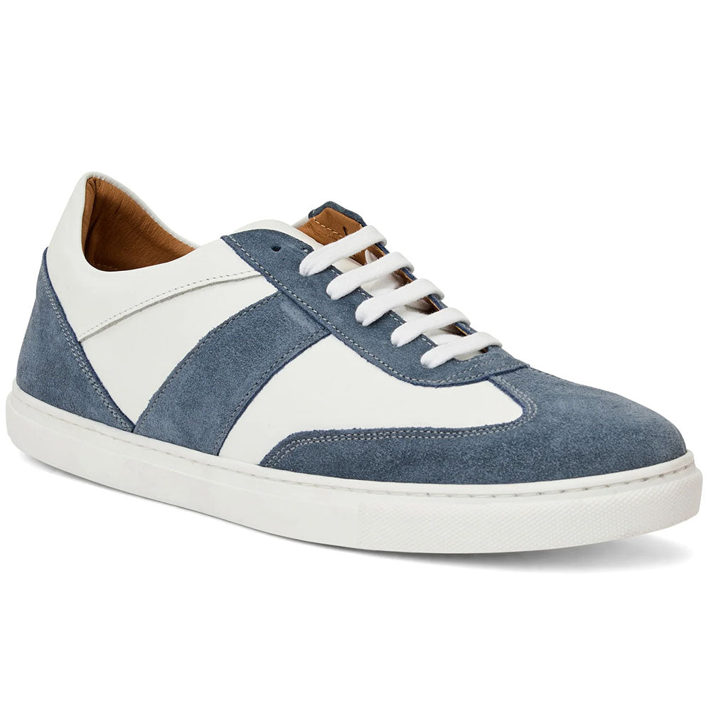 Bruno Magli Benito Italian Suede & Leather Sneaker Light Blue