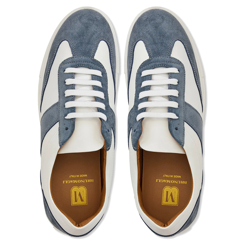 Bruno Magli Benito Italian Suede & Leather Sneaker Light Blue