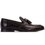 Vinci Leather The Bethesda Python Tassel Loafers Black (18621 Y-1)