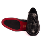 Vinci Leather The Bethesda Python Tassel Loafers Black (18621 Y-1)