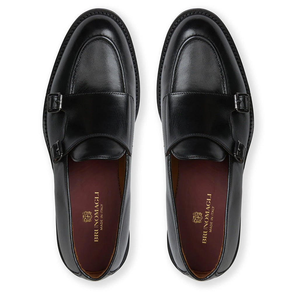 Bruno Magli Biagio Double Monk Slip On Loafer Black