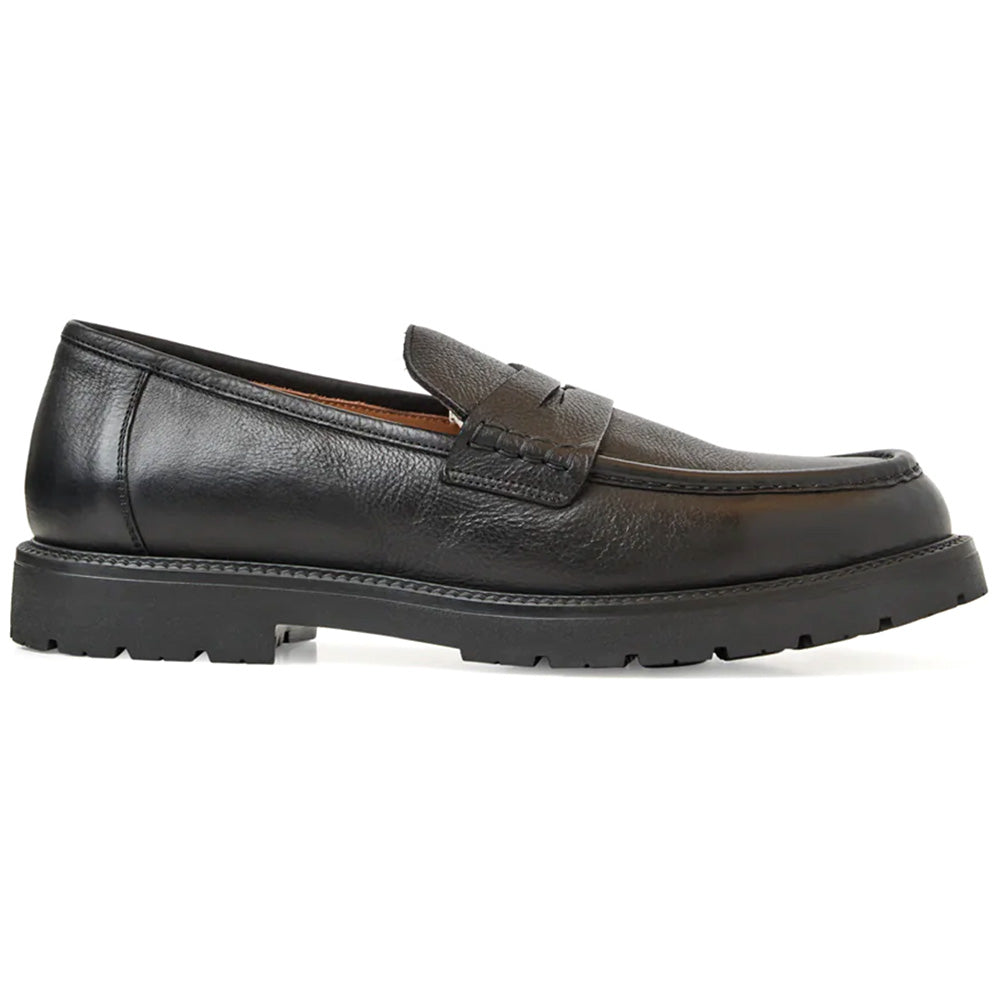 Aquatalia Blake Calfskin Penny Loafer Black