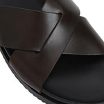 Bruno Magli Bologna Leather Double Strap Sandal Dark Brown