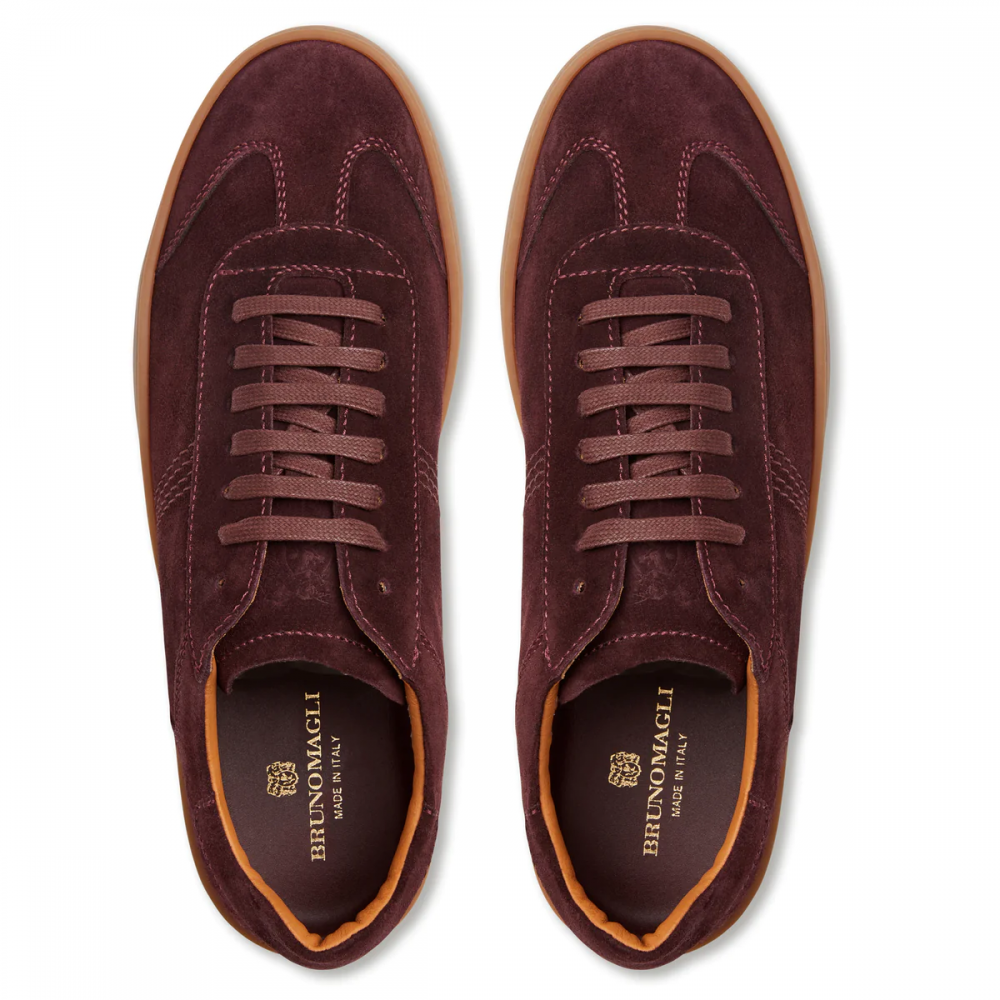 Bruno Magli Bono Suede Lace-up Sneakers Bordeaux