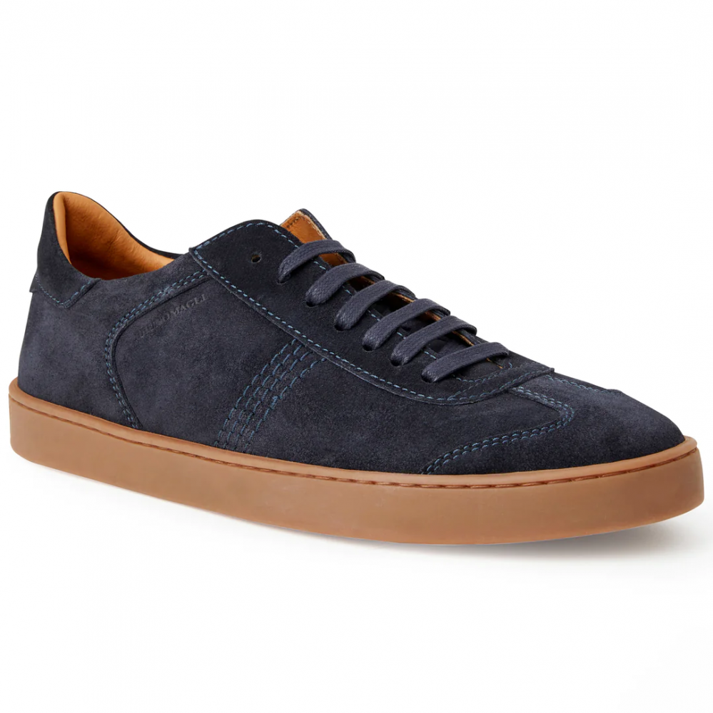 Bruno Magli Bono Suede Lace-up Sneakers Dark Blue