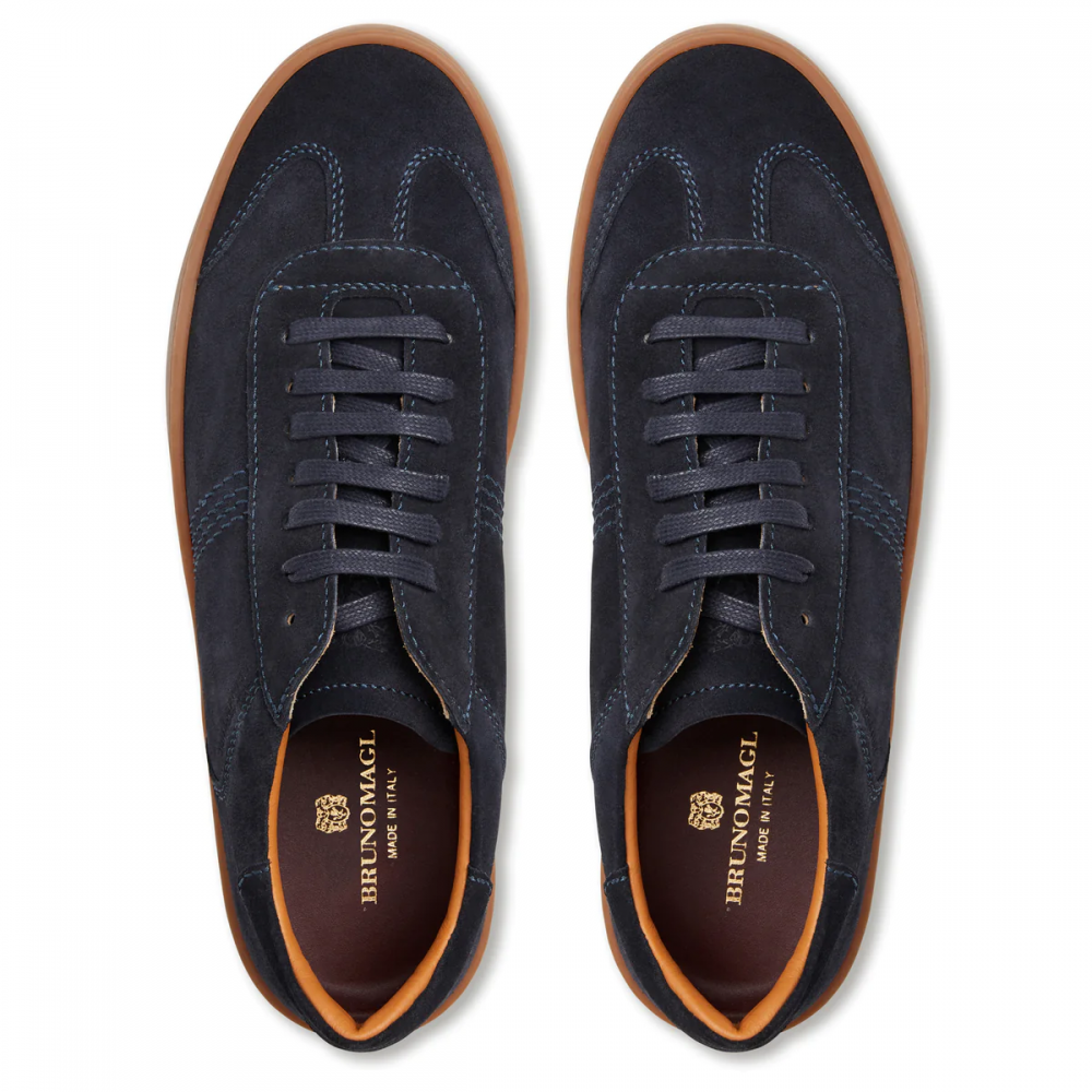 Bruno Magli Bono Suede Lace-up Sneakers Dark Blue