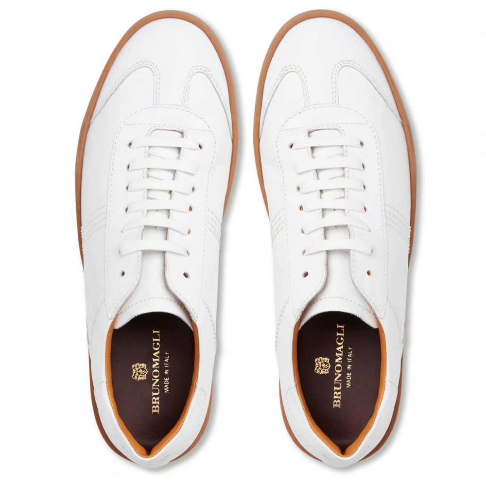 Bruno Magli Bono Leather Lace-Up Sneaker White