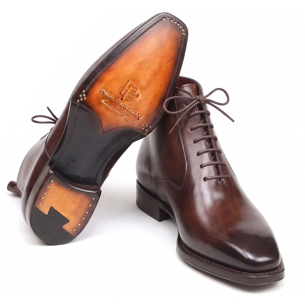 Paul Parkman Leather Plain Toe Lace-Up Dress Boots Brown
