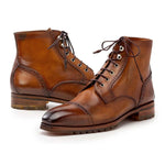 Paul Parkman Burnished Leather Cap Toe Boots Brown