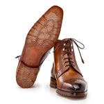 Paul Parkman Burnished Leather Cap Toe Boots Brown