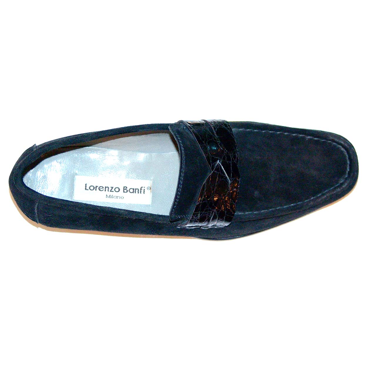Lorenzo Banfi 671 Soft Suede Crocodile Vamp