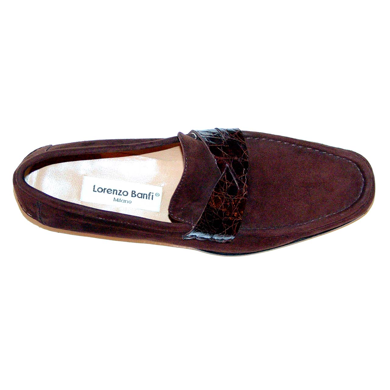Lorenzo Banfi 671 Soft Suede Crocodile Vamp