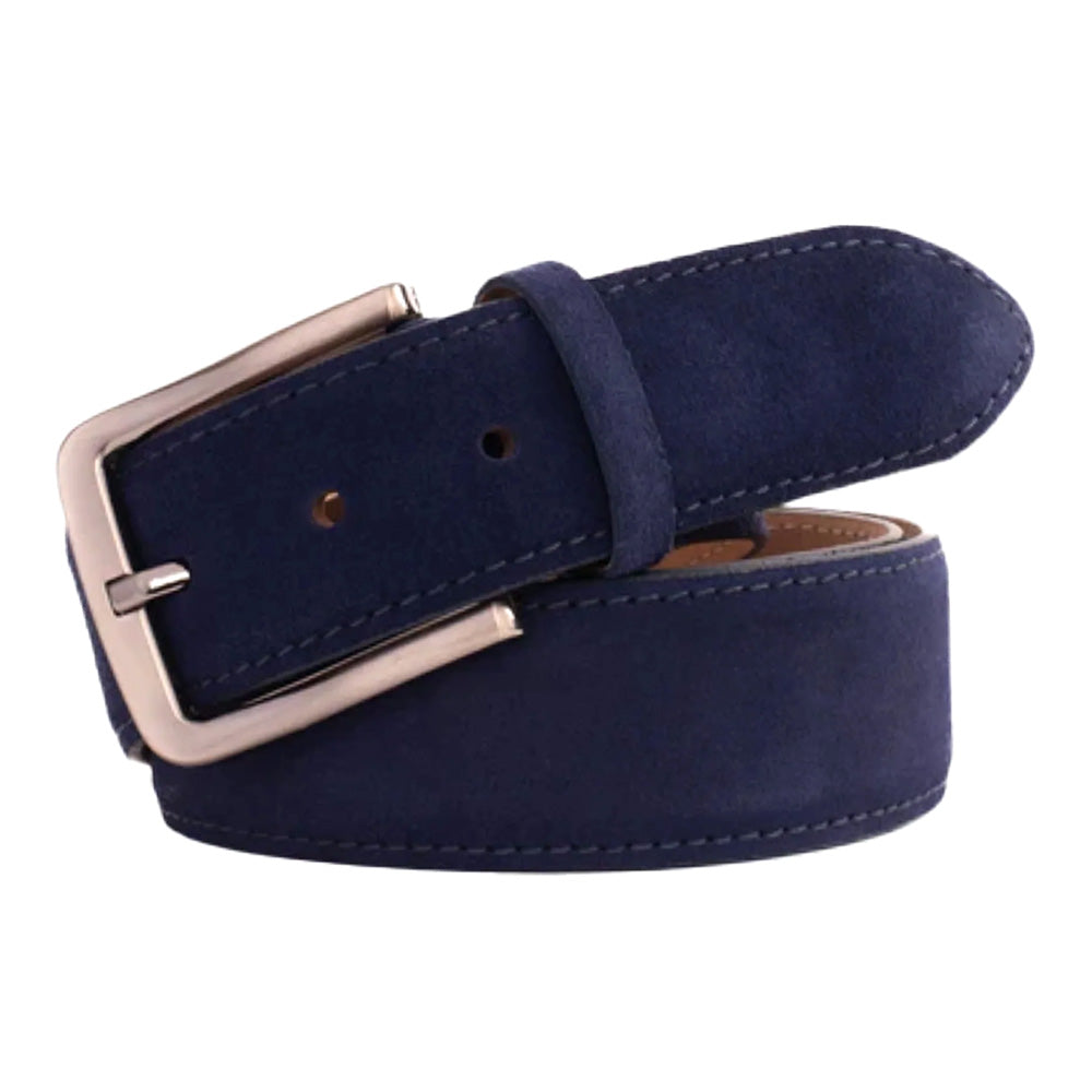 Vinci Leather The Bari Navy Suede Leather Belt