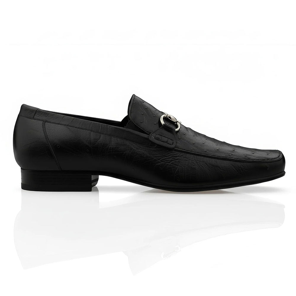 Belvedere Bartolo Genuine Ostrich Loafers Black (1026OB)