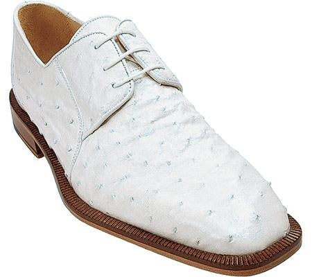 Belvedere Fabio Ostrich Shoes White