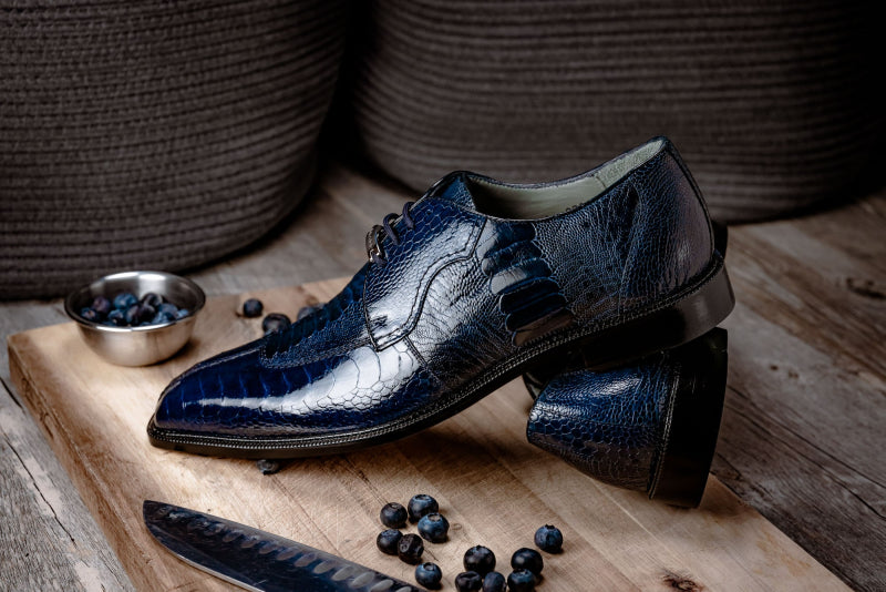Belvedere Siena Ostrich Lace Up Shoes Navy (1463)