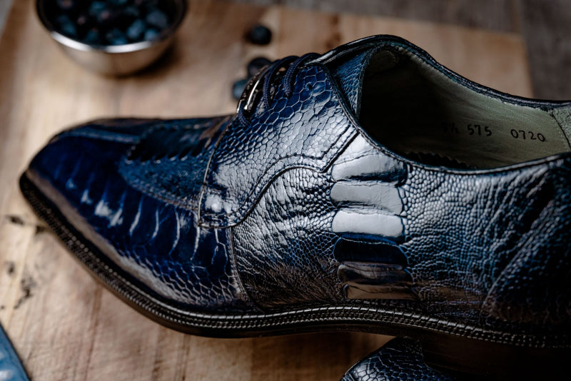Belvedere Siena Ostrich Lace Up Shoes Navy (1463)