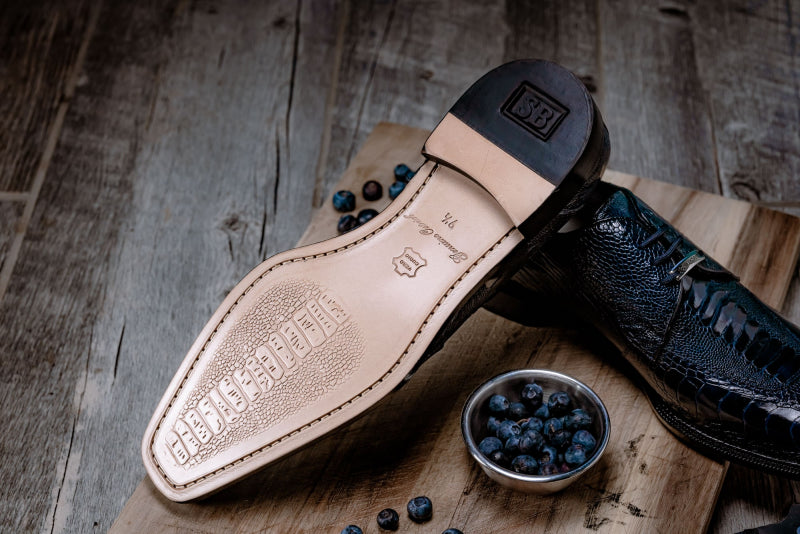 Belvedere Siena Ostrich Lace Up Shoes Navy (1463)