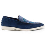 Zelli Bene Sueded Italian Goatskin & Floral Fabric Loafer Navy (11-603-NVY)