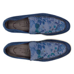 Zelli Bene Sueded Italian Goatskin & Floral Fabric Loafer Navy (11-603-NVY)