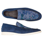 Zelli Bene Sueded Italian Goatskin & Floral Fabric Loafer Navy (11-603-NVY)