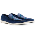 Zelli Bene Sueded Italian Goatskin & Floral Fabric Loafer Navy (11-603-NVY)