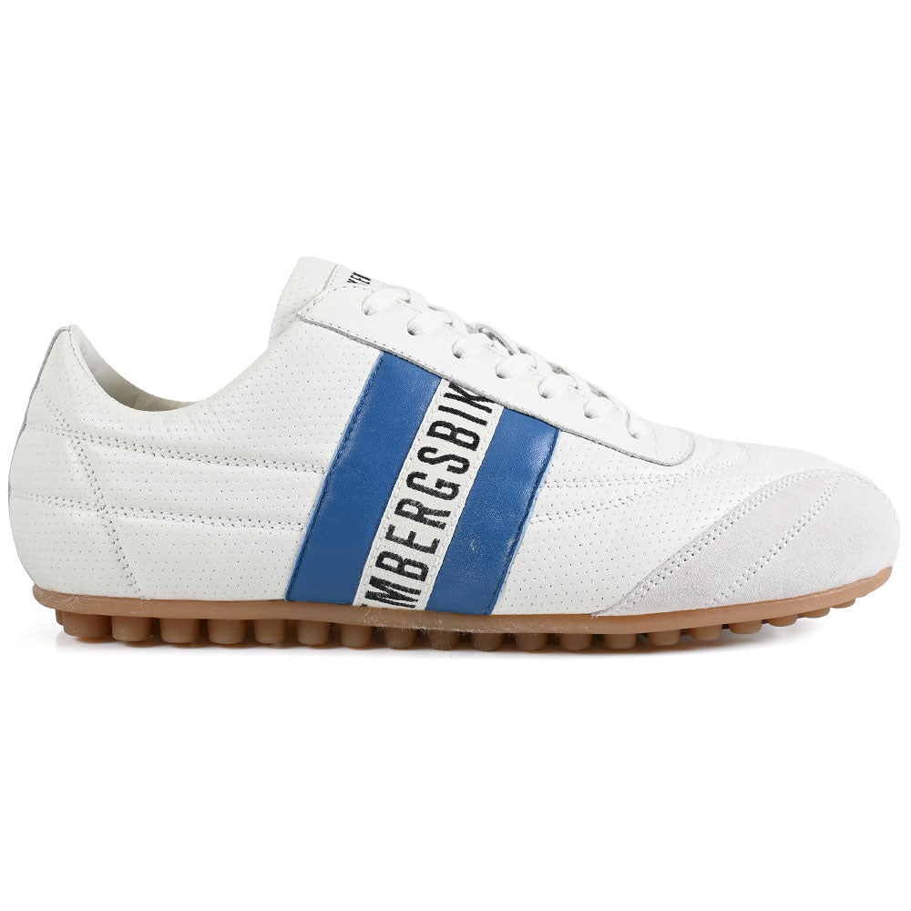 Bikkembergs Logo Stripe Leather & Suede Sneaker White / Blue