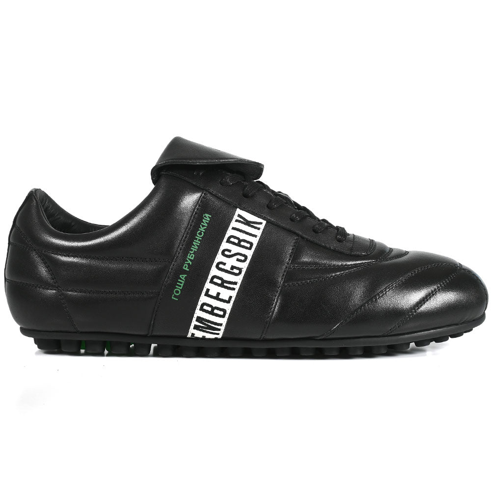 Bikkembergs Logo Stripe Nappa Leather Sneaker Black