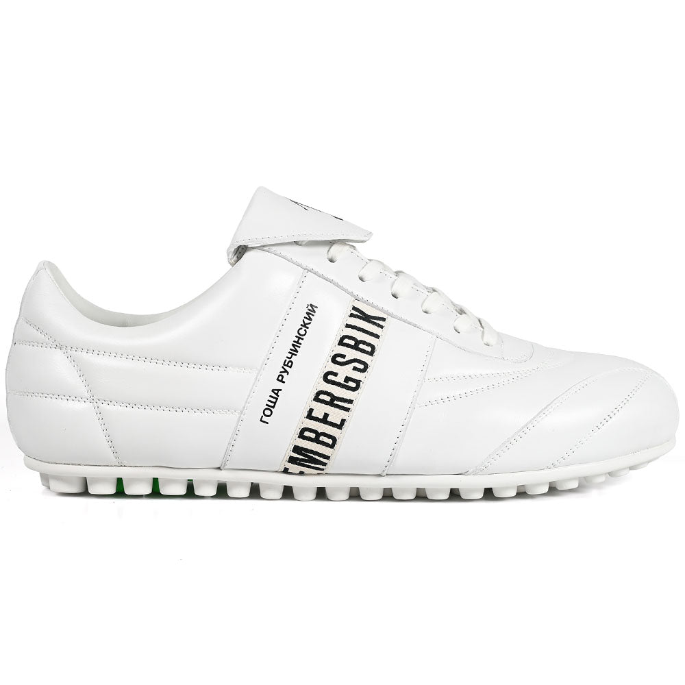 Bikkembergs Logo Stripe Nappa Leather Sneaker White