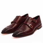 Vinci Leather The Bishkek Python Double Monk Strap Burgundy