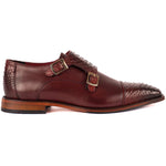 Vinci Leather The Bishkek Python Double Monk Strap Burgundy