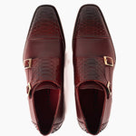 Vinci Leather The Bishkek Python Double Monk Strap Burgundy