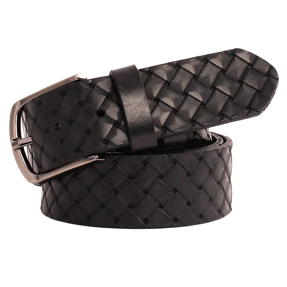 Vinci Leather The Turan Black Woven Leather Belt