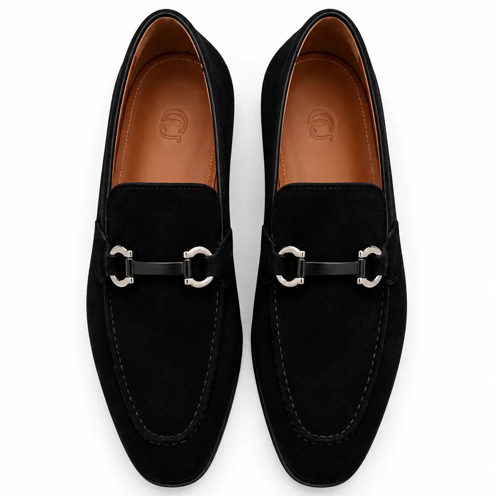 Corrente P0010 Doral Suede Buckle Loafer Black