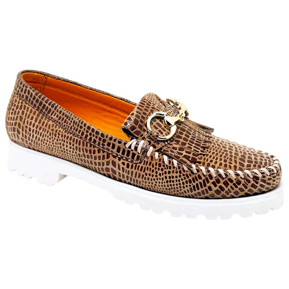 Robert Zur Women's Broadwick Croco Patent Bit Loafer Tan