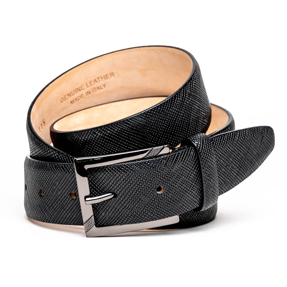 Calzoleria Toscana C1499 Saffiano Leather Belt Black