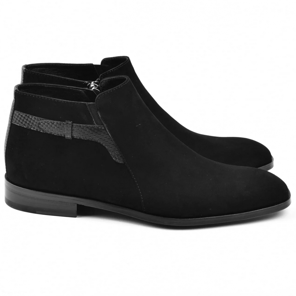 Corrente C2041-5361 Suede Side Zipper Boots Black