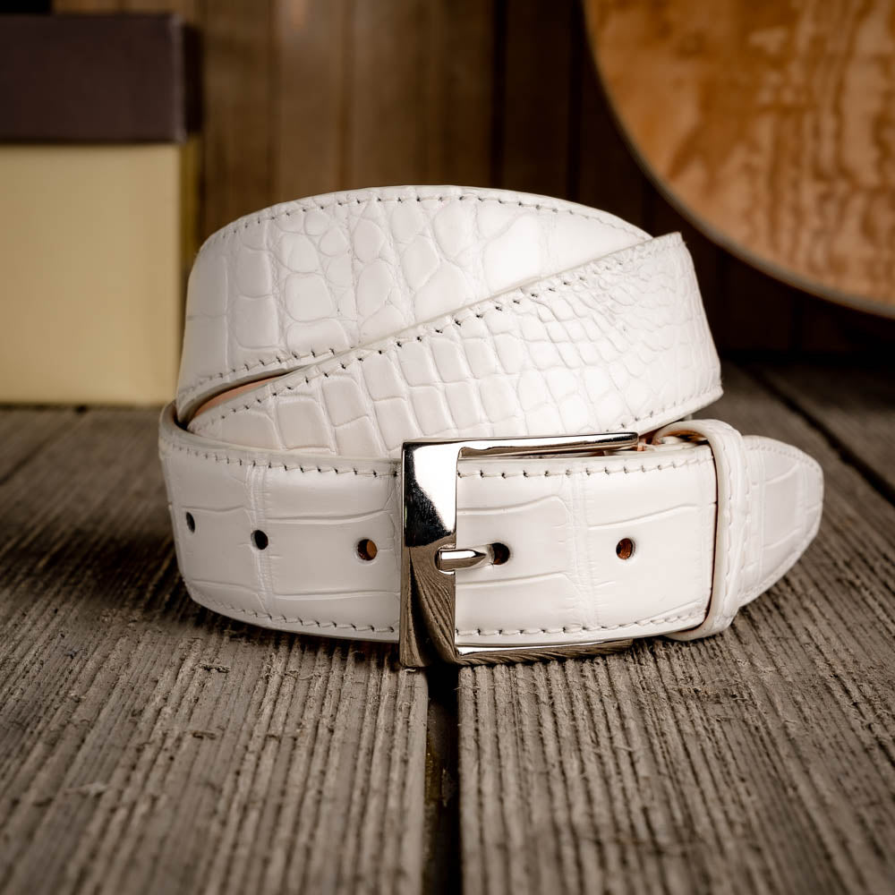 Calzoleria Toscana 7981 Nile Crocodile Belt White