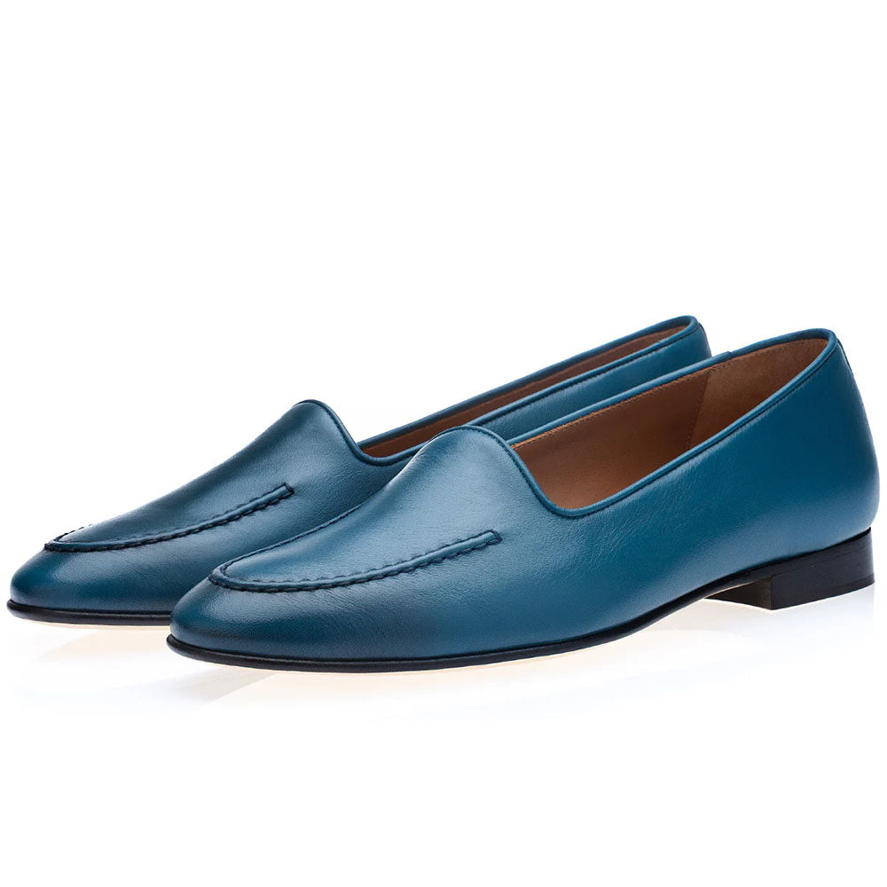 Superglamourous Capri Guanto Leather Loafers Avio