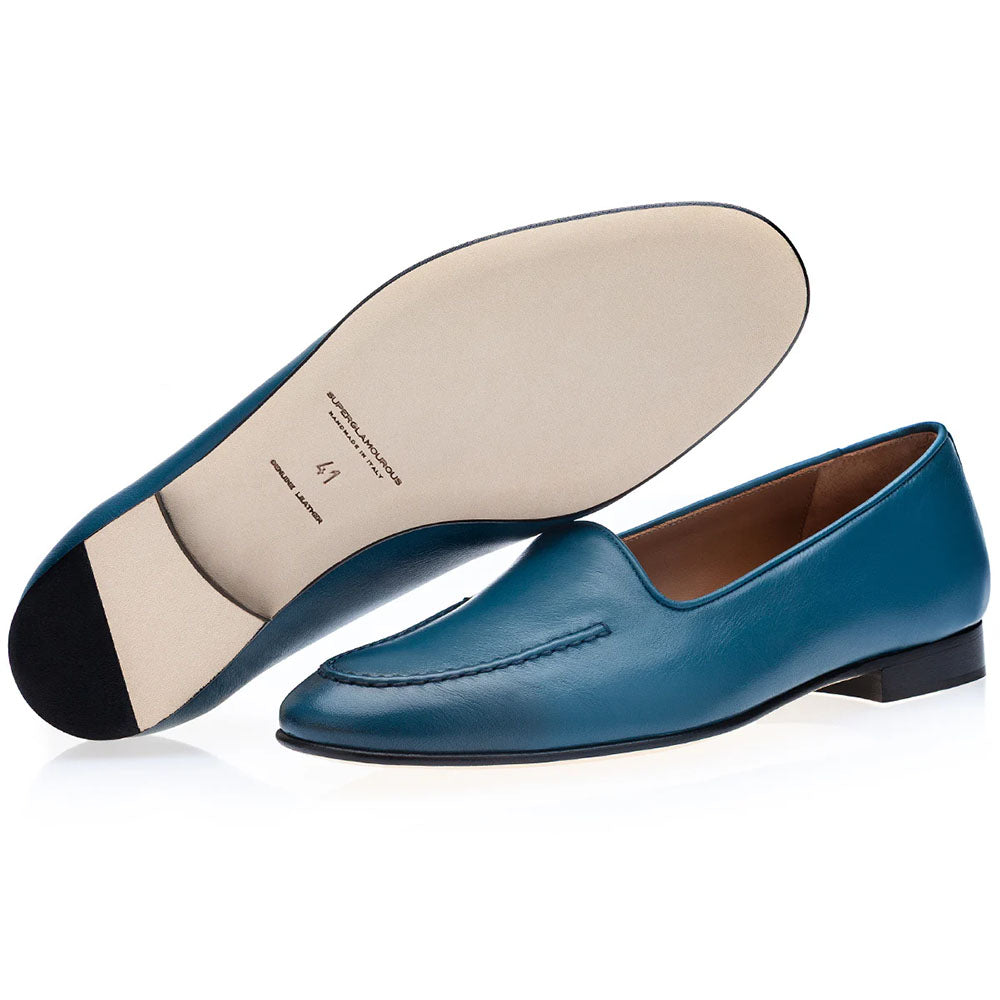 Superglamourous Capri Guanto Leather Loafers Avio