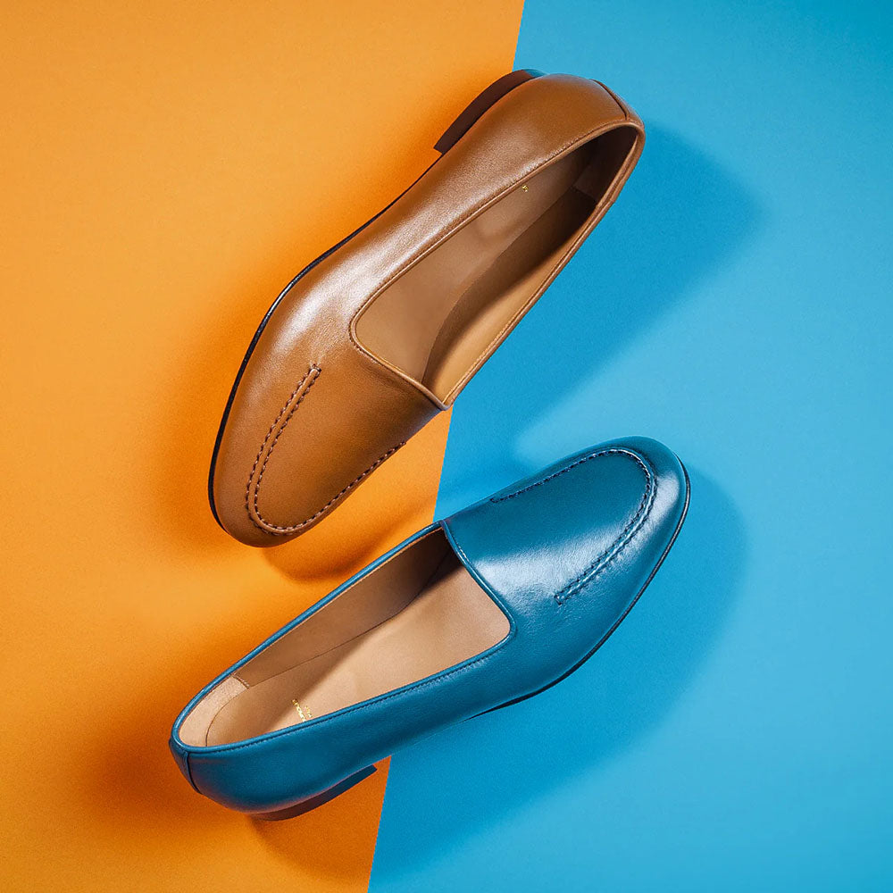 Superglamourous Capri Guanto Leather Loafers Avio