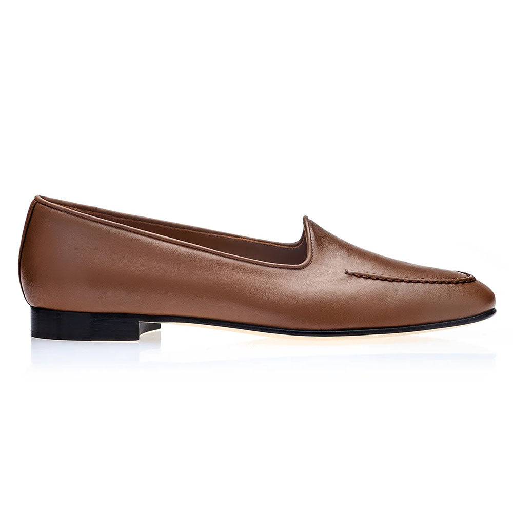 Superglamourous Capri Guanto Leather Loafers Cognac