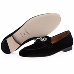 Superglamourous Chakra Velvet Slippers Black