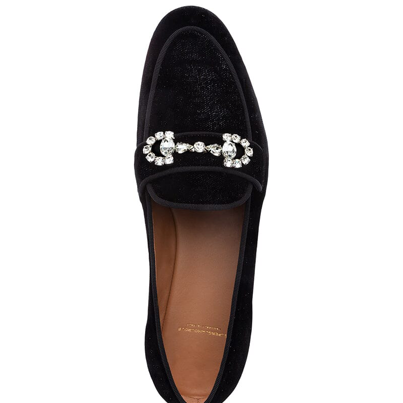 Superglamourous Chakra Velvet Slippers Black