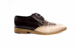 Belvedere Ciro Crocodile & Calfskin Wingtip Shoes Taupe / Tabac / Dark Brown
