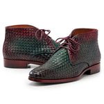 Paul Parkman Woven Leather Chukka Boots Green & Purple