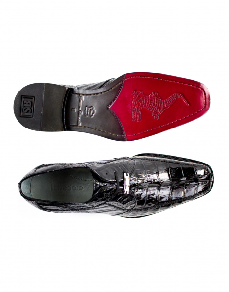 Belvedere Colombo Hornback Crocodile Shoes Black