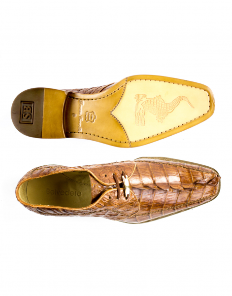 Belvedere Colombo Hornback Crocodile Shoes Camel