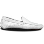 Calzoleria Toscana 4551 Crocodile Driving Shoes White